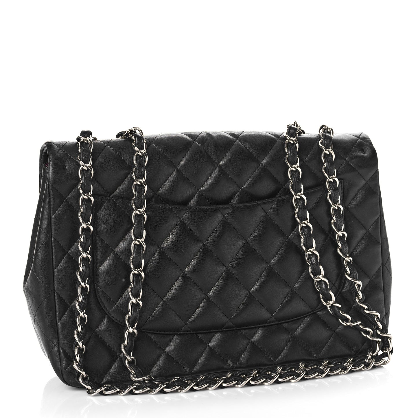 Lambskin Quilted Jumbo Single Flap Black