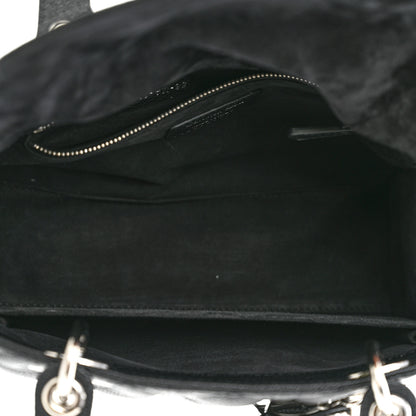 Christian Dior Grained Calfskin Cannage Medium Lady Dior Black 4 of 9