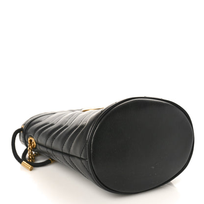 Gucci Calfskin Matelasse Mini GG Marmont 2.0 Bucket Bag Black 4 of 9