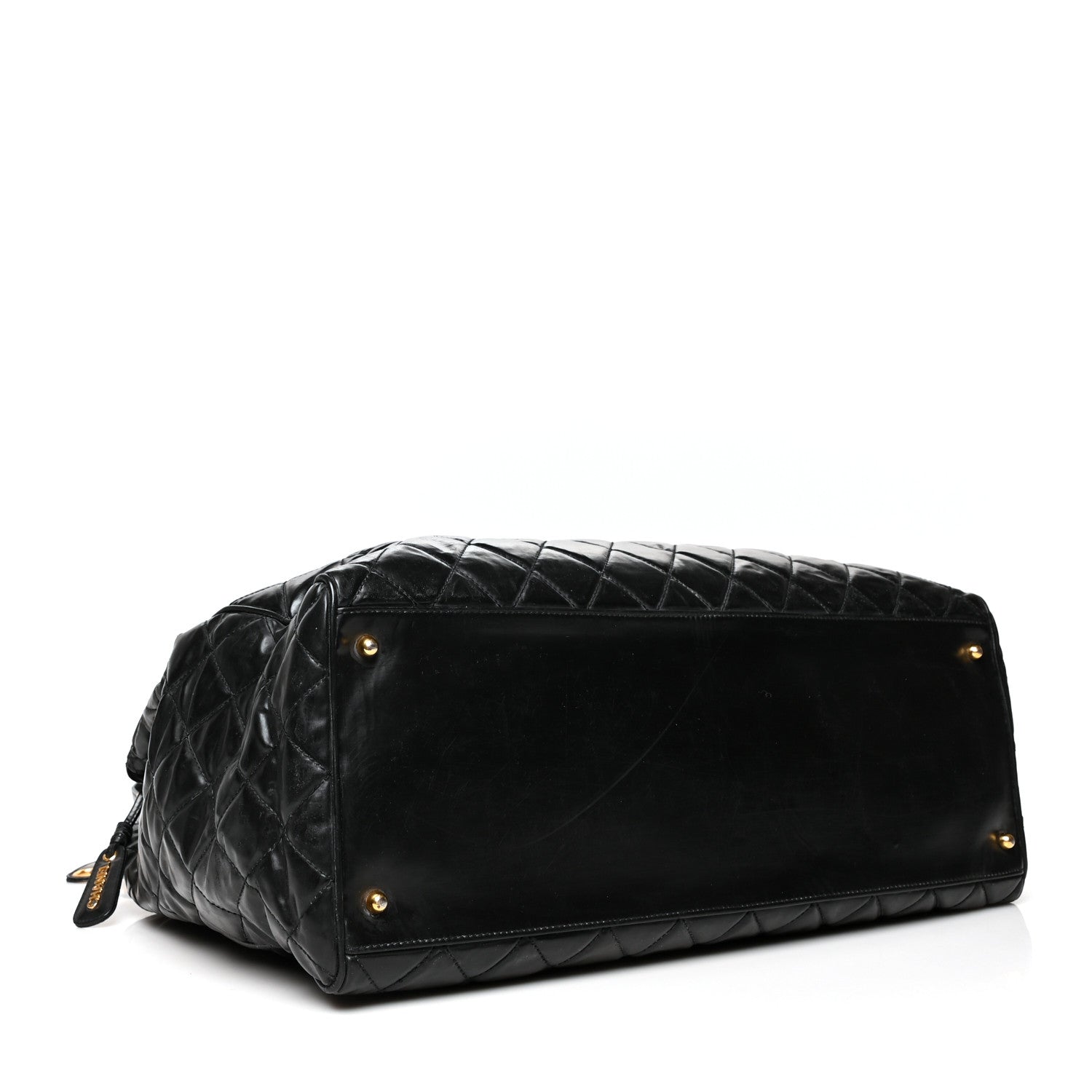 Chanel Vinyl Stitched XL Weekender Black 3 of 12
