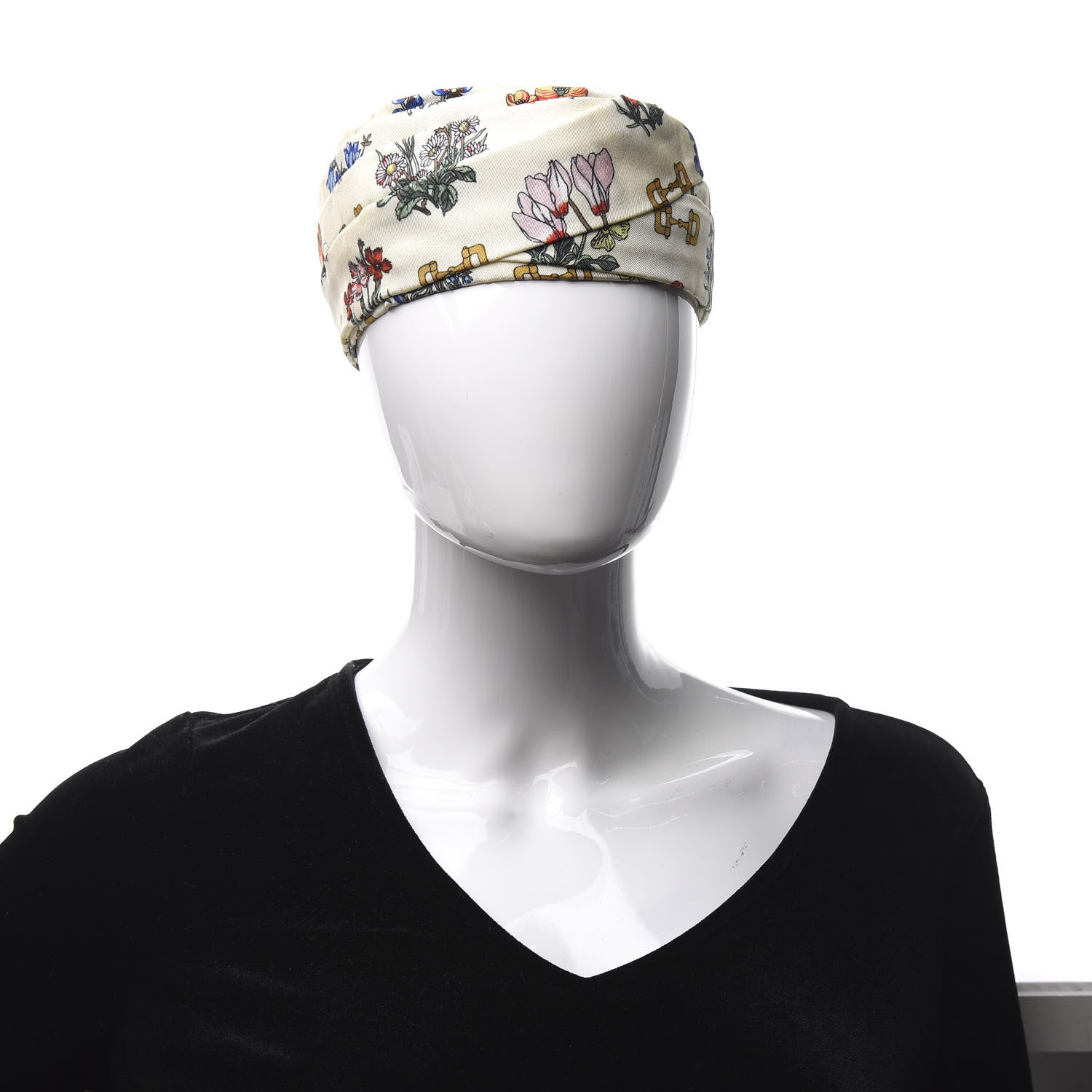 Gucci Silk Floral Stirrup Print Headband Natural 2 of 6
