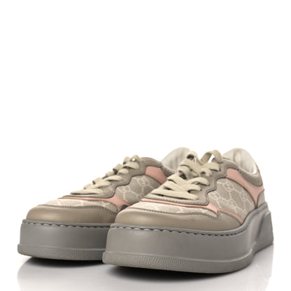 Gucci Calfskin GG Supreme Monogram Perforated Womens Platform 55mm Sneakers 38 Apricot Pink Beige Grey 3 of 8