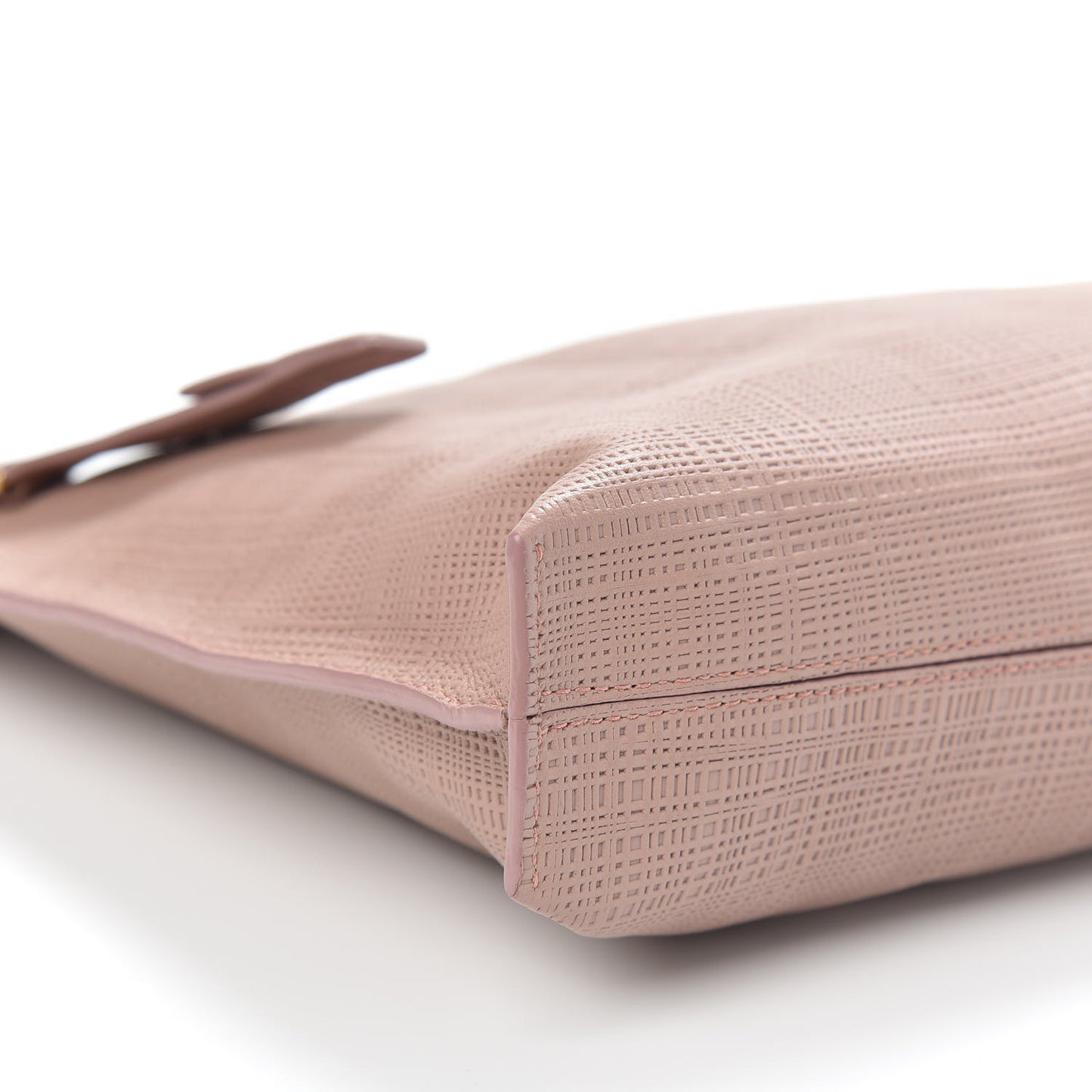 Calfskin Linen Embossed Large T Pouch Blush