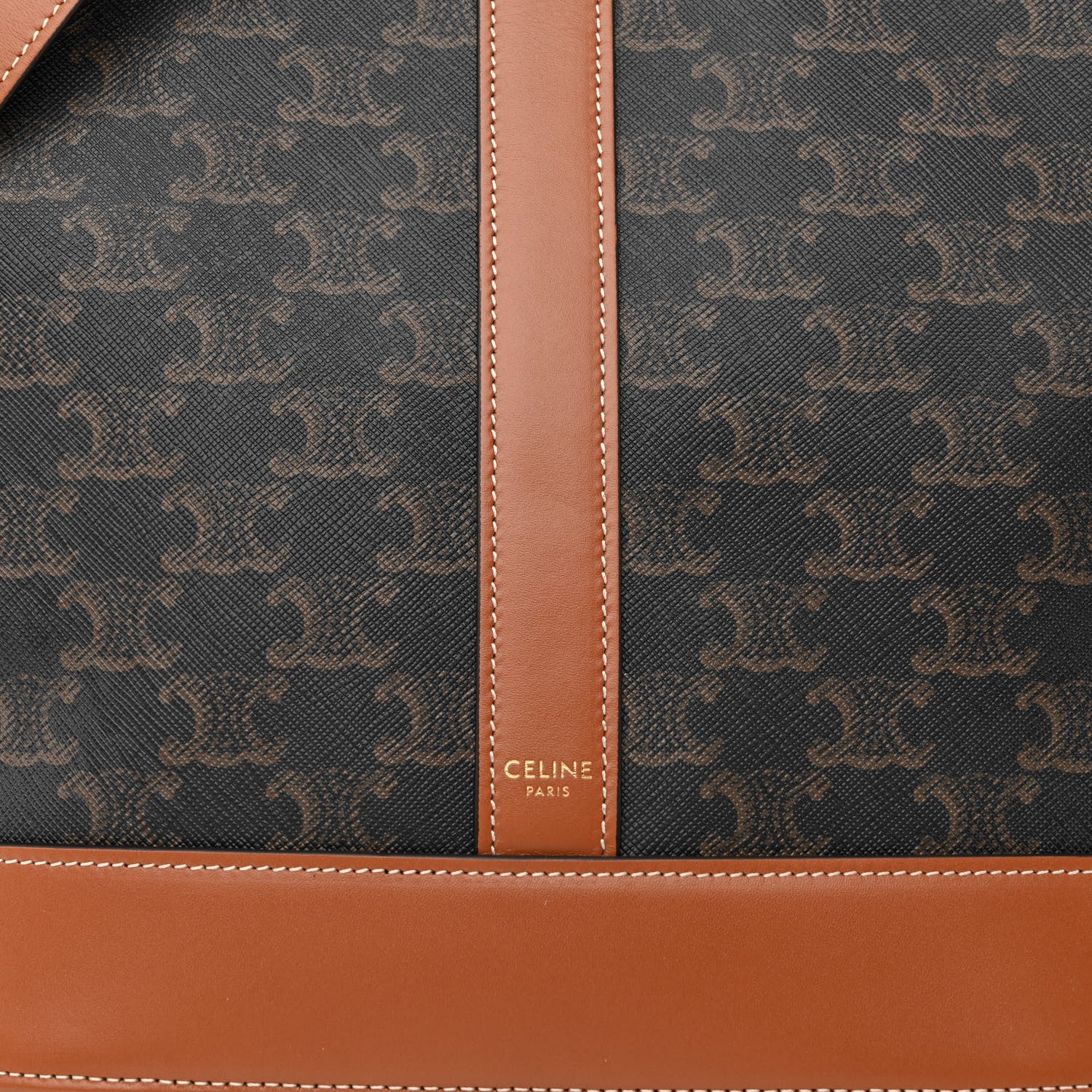 Celine Triomphe Canvas Calfskin Medium Bucket Bag Tan 8 of 10