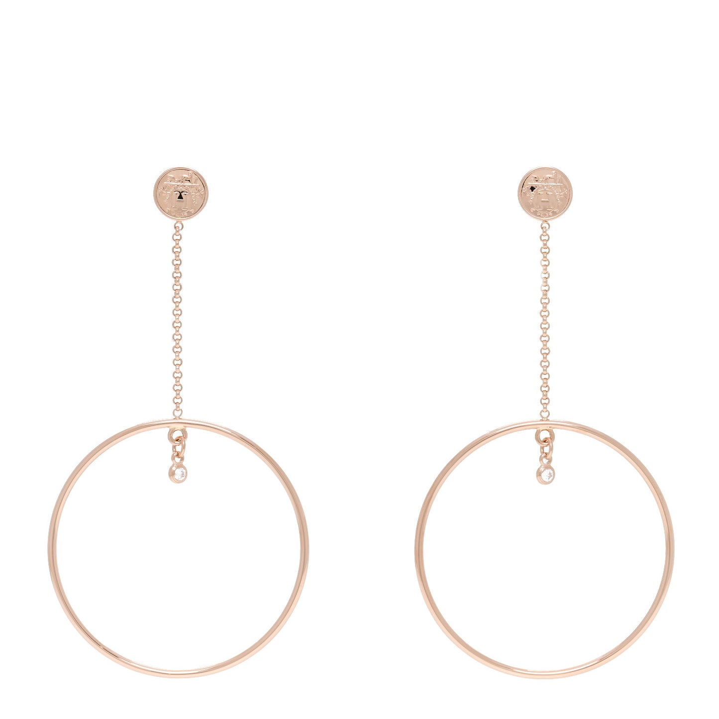 18K Rose Gold Diamond Ex-Libris Earrings