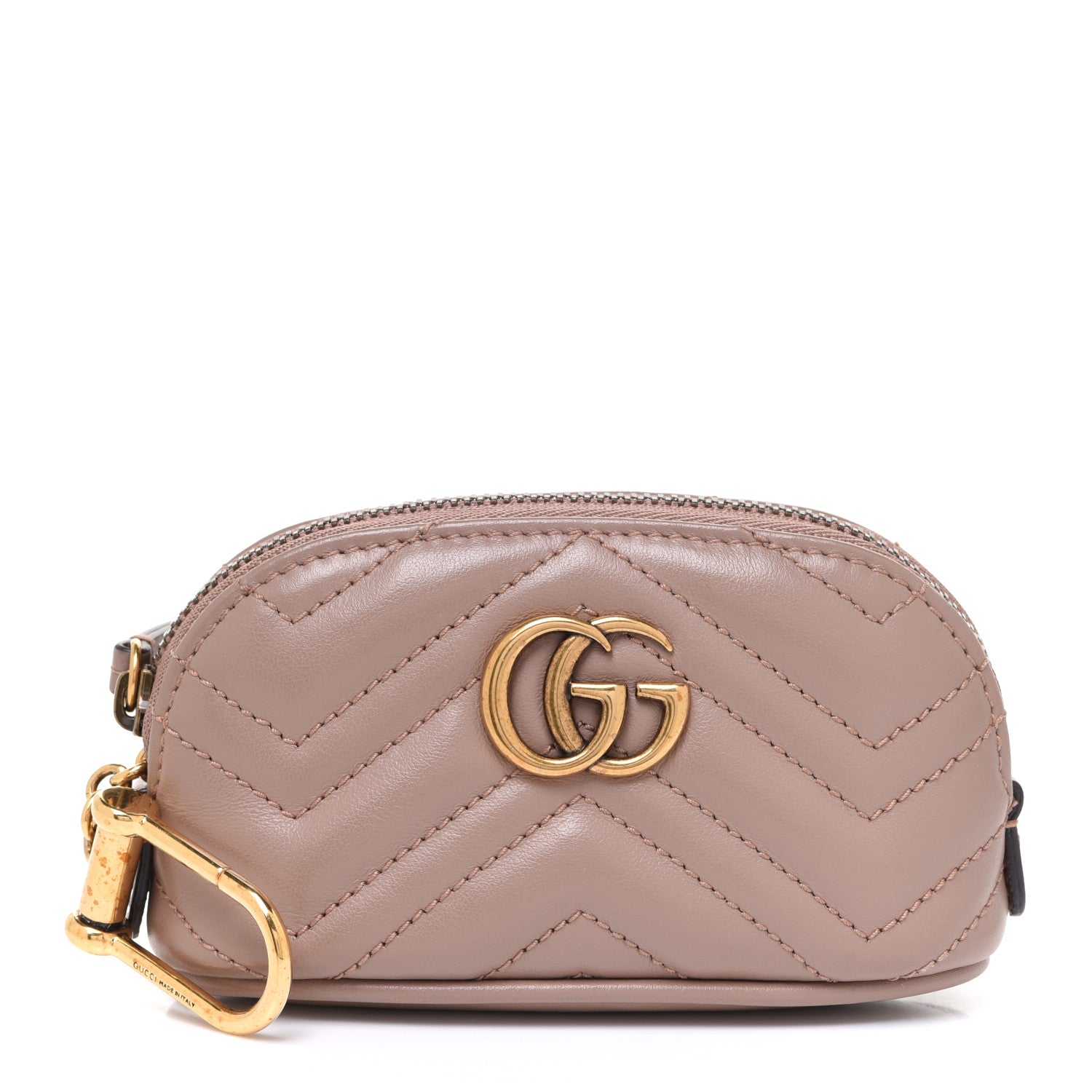 Gucci Calfskin Matelasse GG Marmont Key Pouch Porcelain Rose 1 of 9