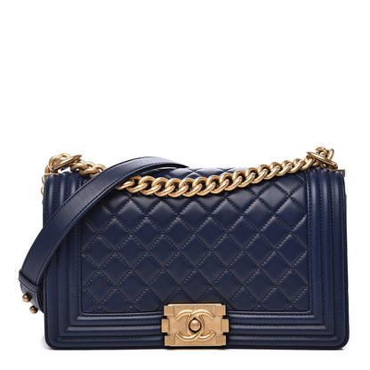 Chanel Lambskin Quilted Medium Boy Flap Dark Blue 1 of 13