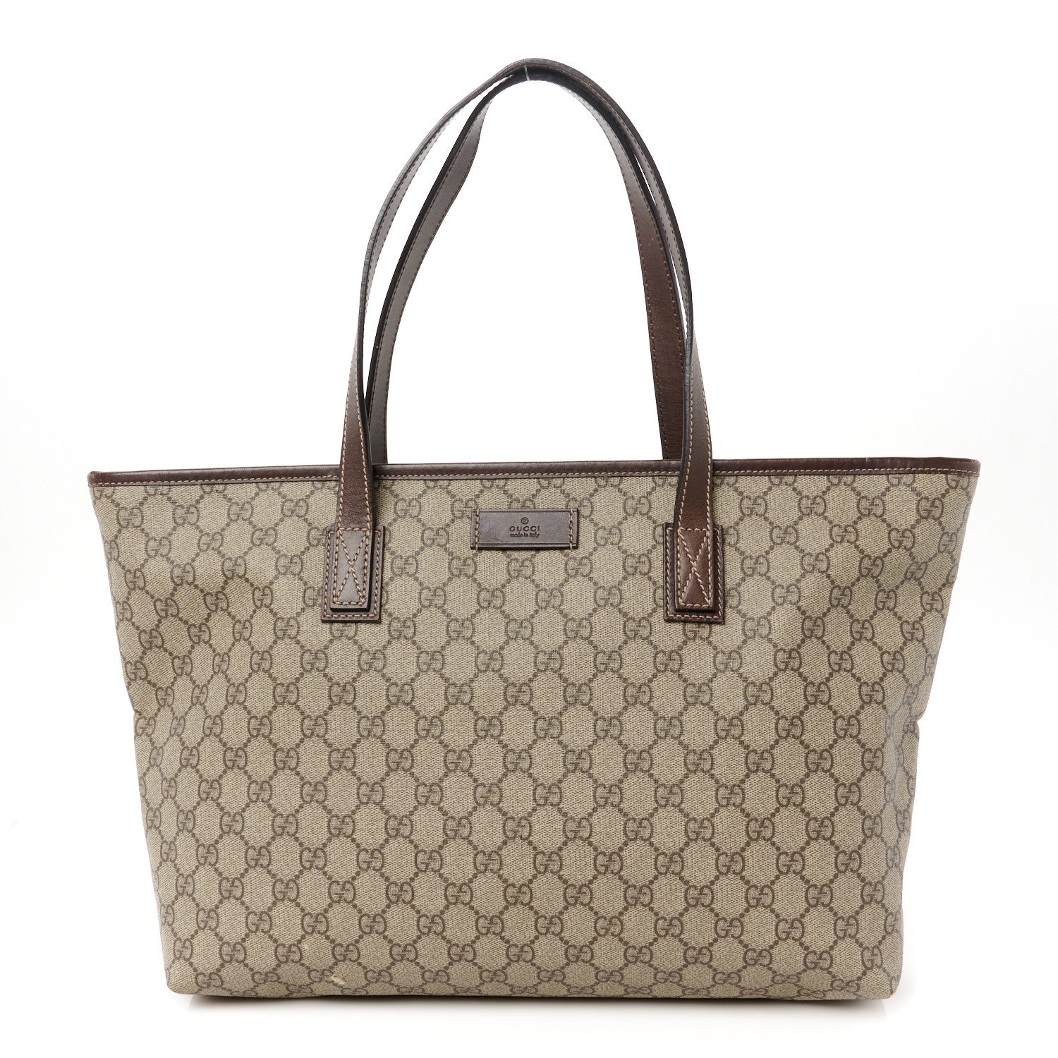 Gucci GG Supreme Monogram Medium Zippered Shopping Tote Dark Brown 1 of 14