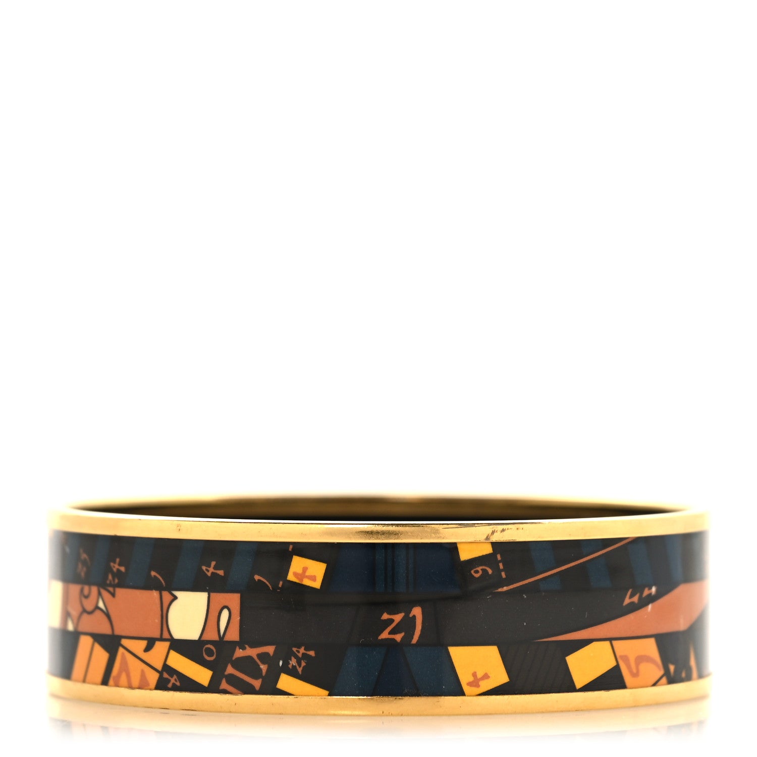 Hermes Enamel Printed Wide Astrologie Nouvelle Bracelet 70 Émail Noir Or 1 of 5