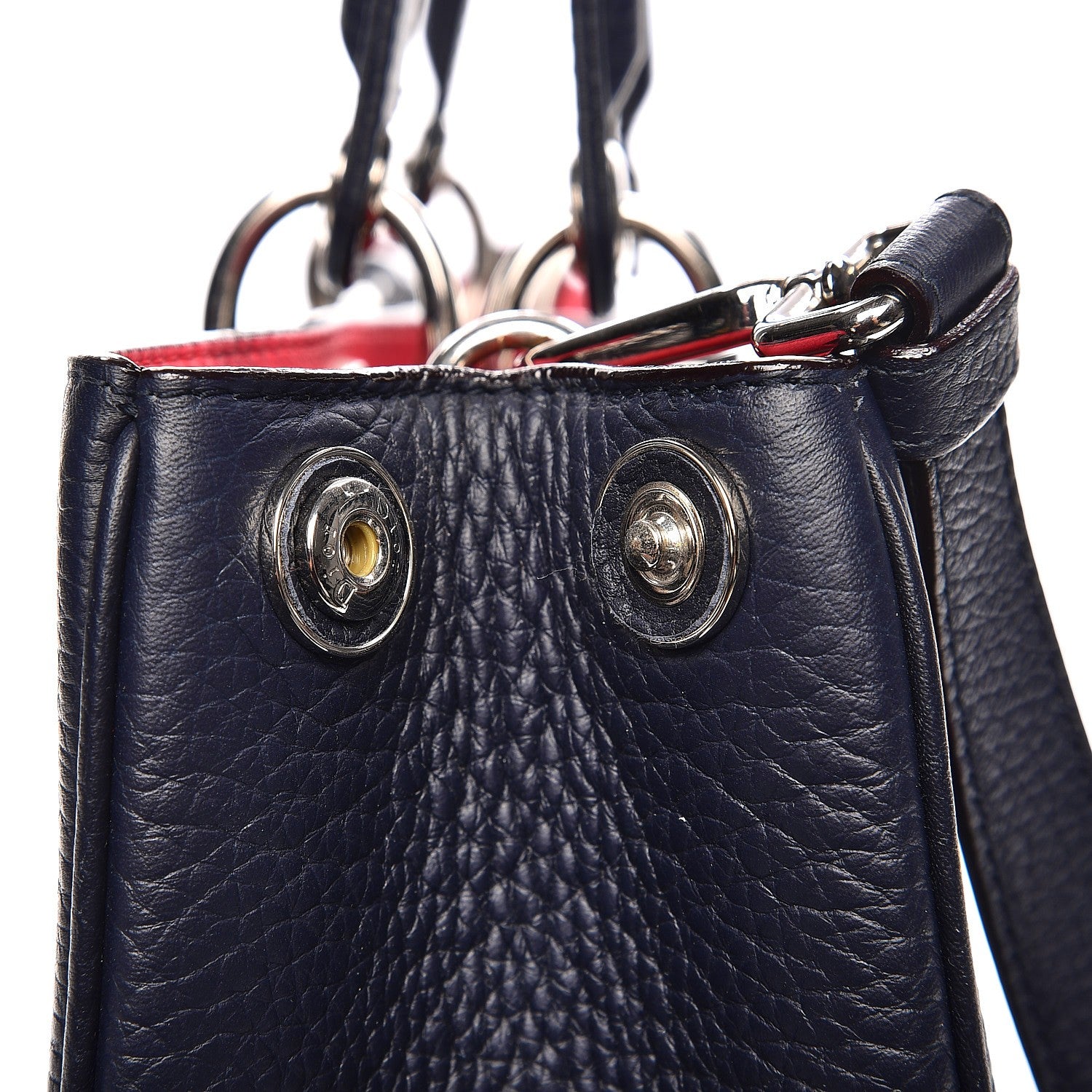 Christian Dior Bullcalf Medium Diorissimo Tote Navy Fuchsia 10 of 28