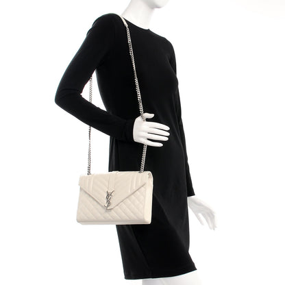 Saint Laurent Grain De Poudre Textured Mixed Matelasse Medium Triquilt Monogram Satchel Porcellana 2 of 7