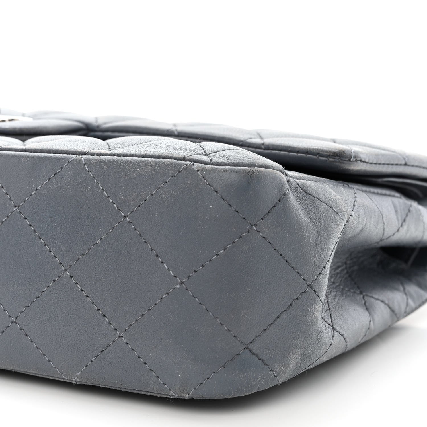 Chanel Lambskin Quilted Medium Double Flap Dark Grey 10 of 17