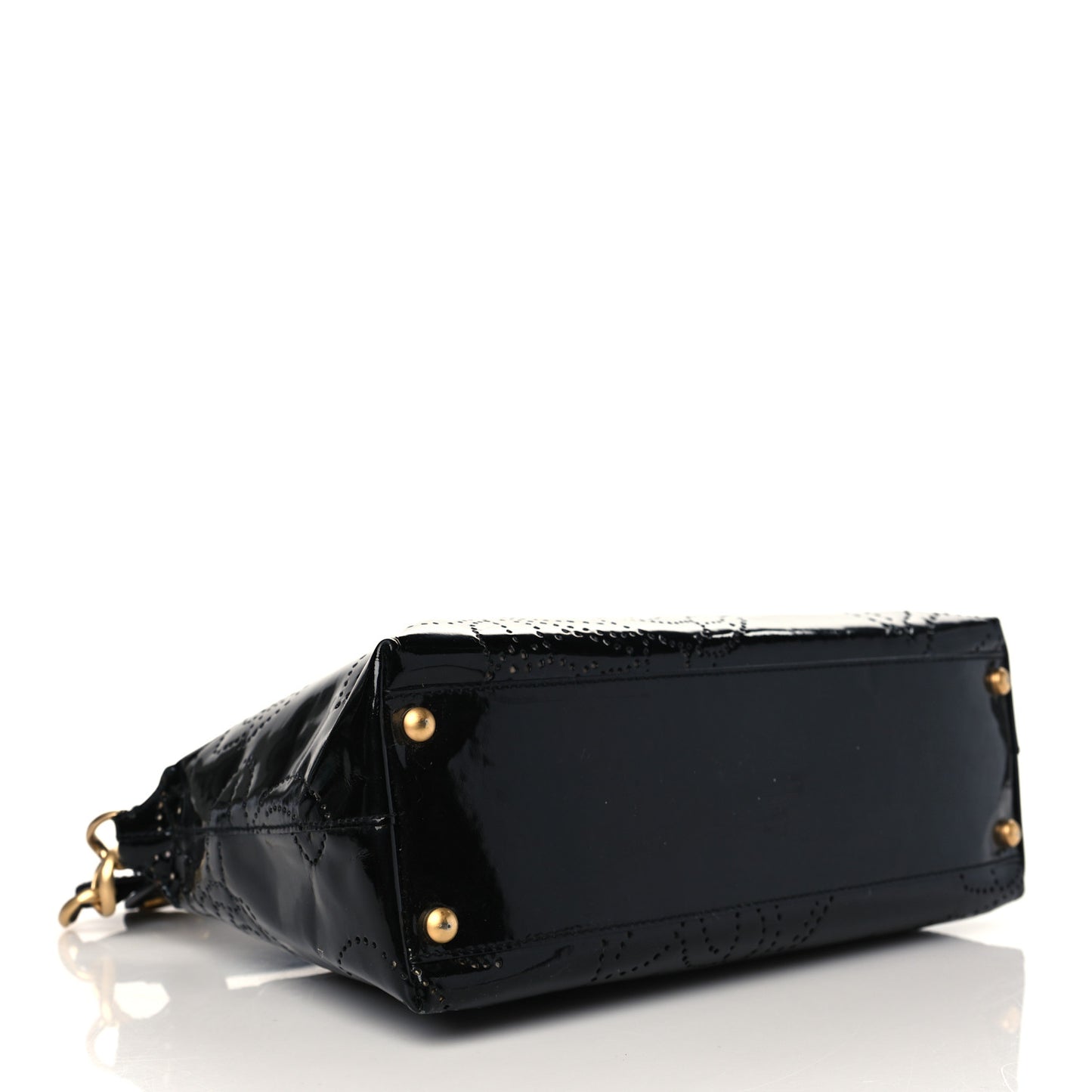 Patent Perforated Camelia Hobo Black
