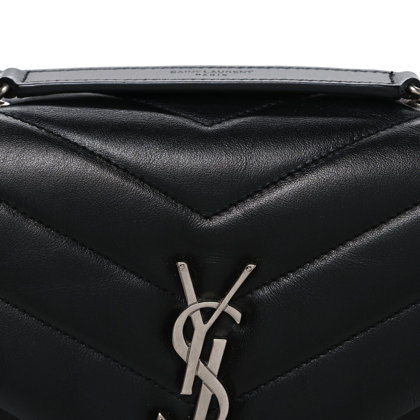 Calfskin Y Quilted Monogram Small Loulou Chain Satchel Black Black