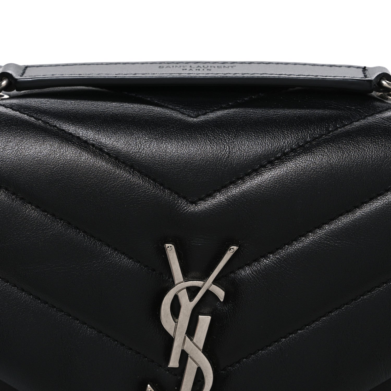 Saint Laurent Calfskin Y Quilted Monogram Small Loulou Chain Satchel Black Black 8 of 10