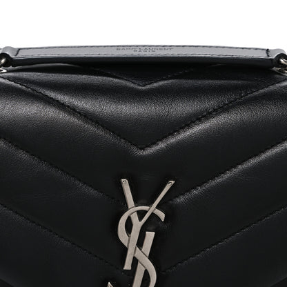 Saint Laurent Calfskin Y Quilted Monogram Small Loulou Chain Satchel Black Black 8 of 10