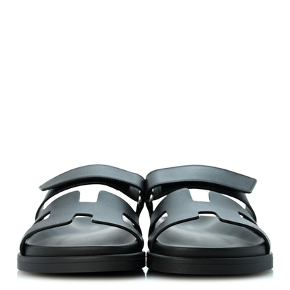 Hermes Calfskin Womens Chypre Sandals 36.5 Black 3 of 10