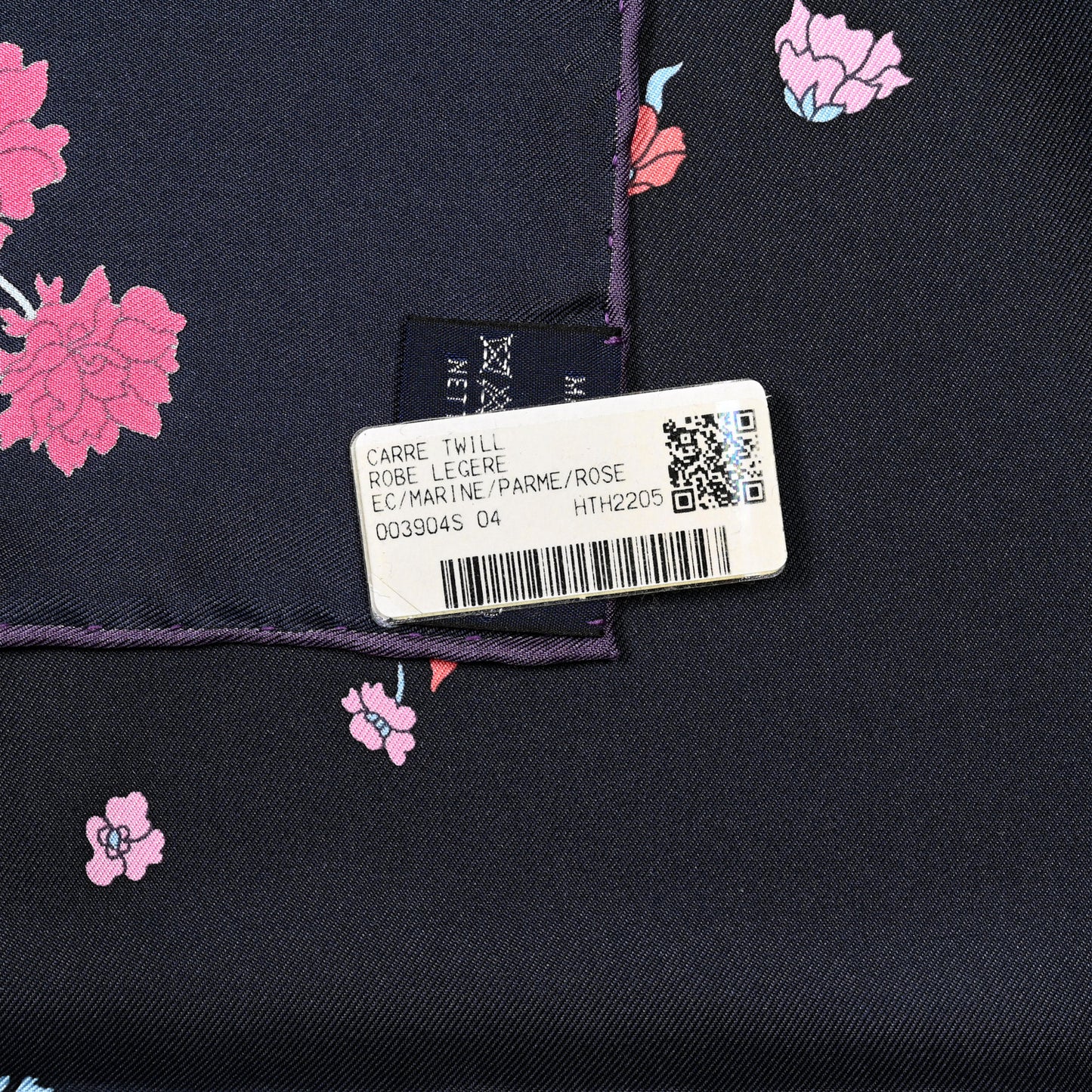 Silk Robe Legere Scarf 90 Marine Parme Rose