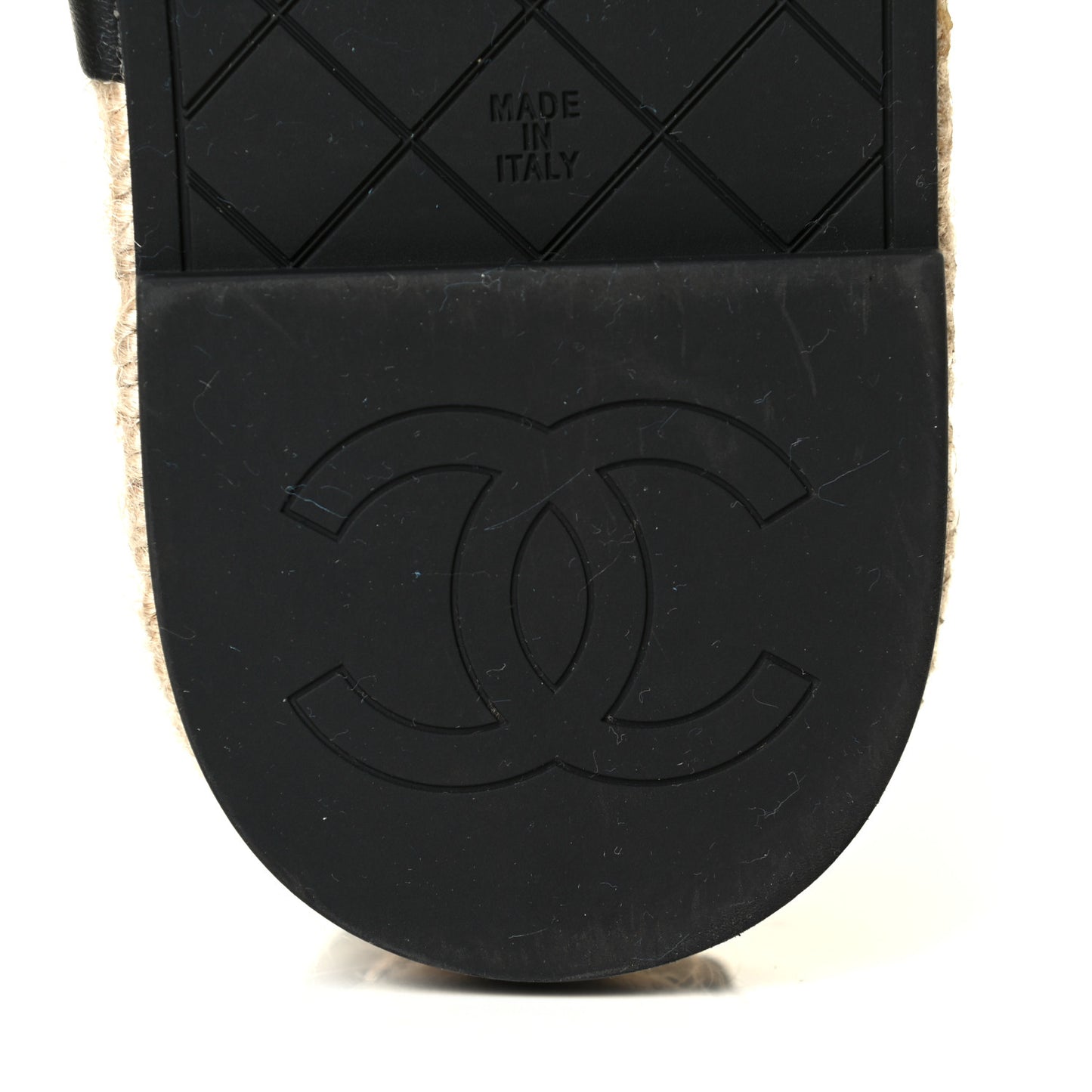 Lambskin Chain CC Thong Espadrille Sandals 36 Black