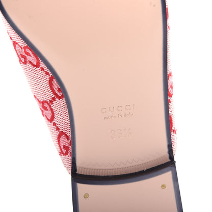 Gucci Canvas GG Monogram Horsebit Womens Princetown Slippers 36.5 Gardenia Hibiscus Red 9 of 11