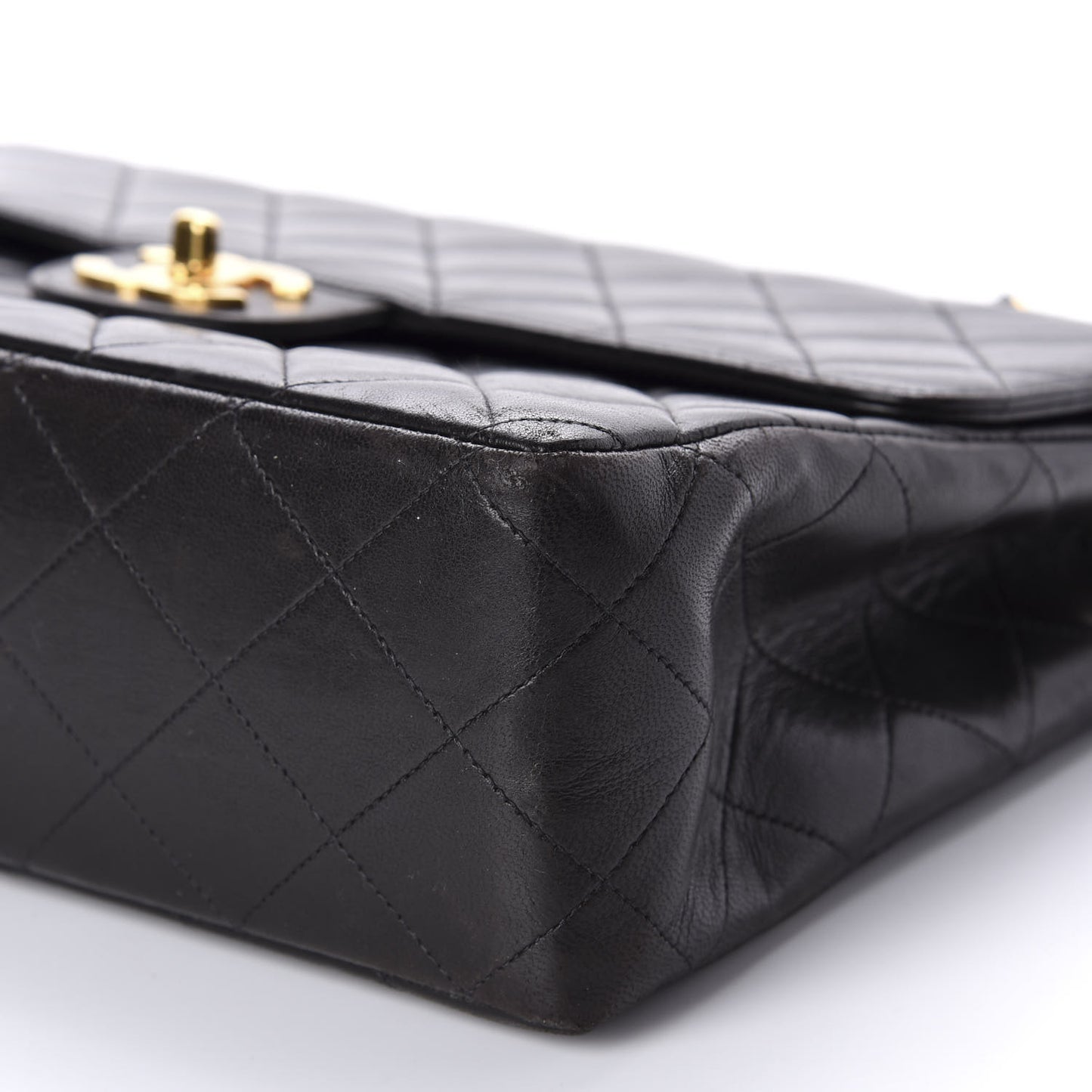 Lambskin Quilted XL Jumbo Single Flap Black