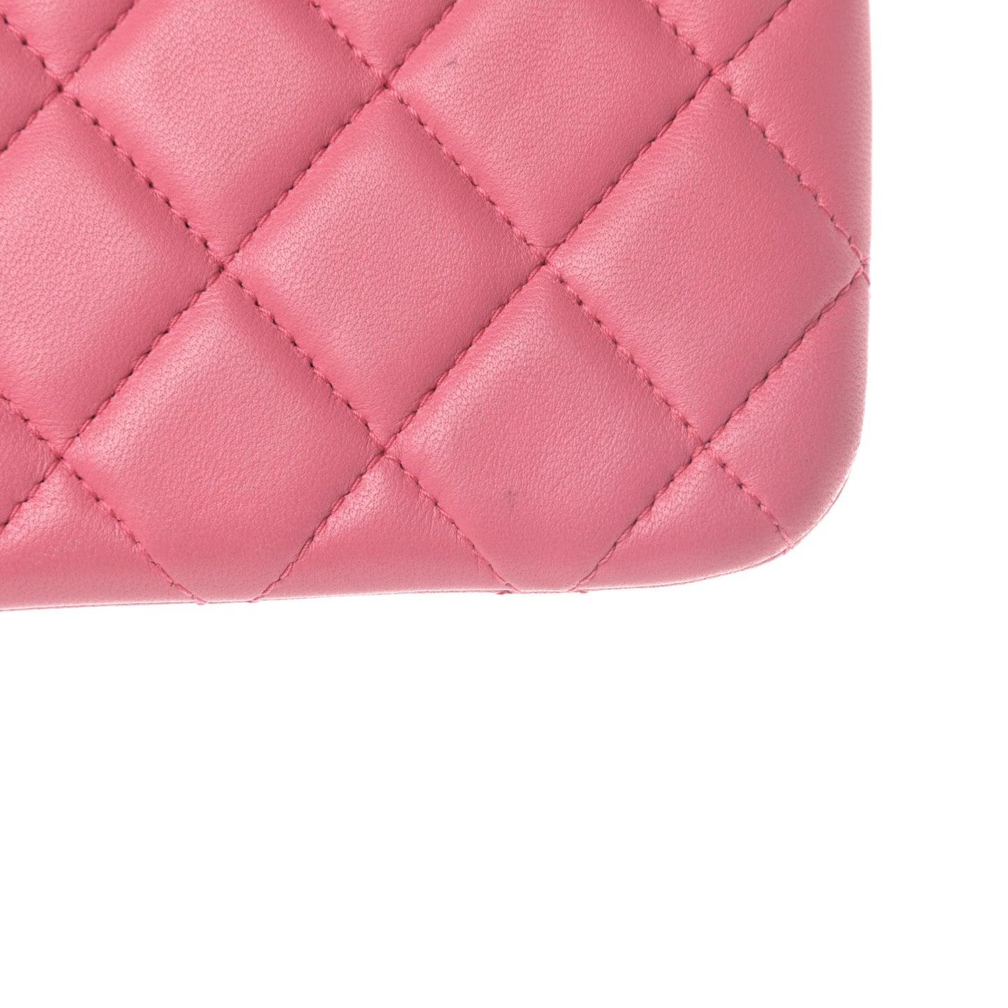 Lambskin Quilted Small Boy Zipped Pouch Pink