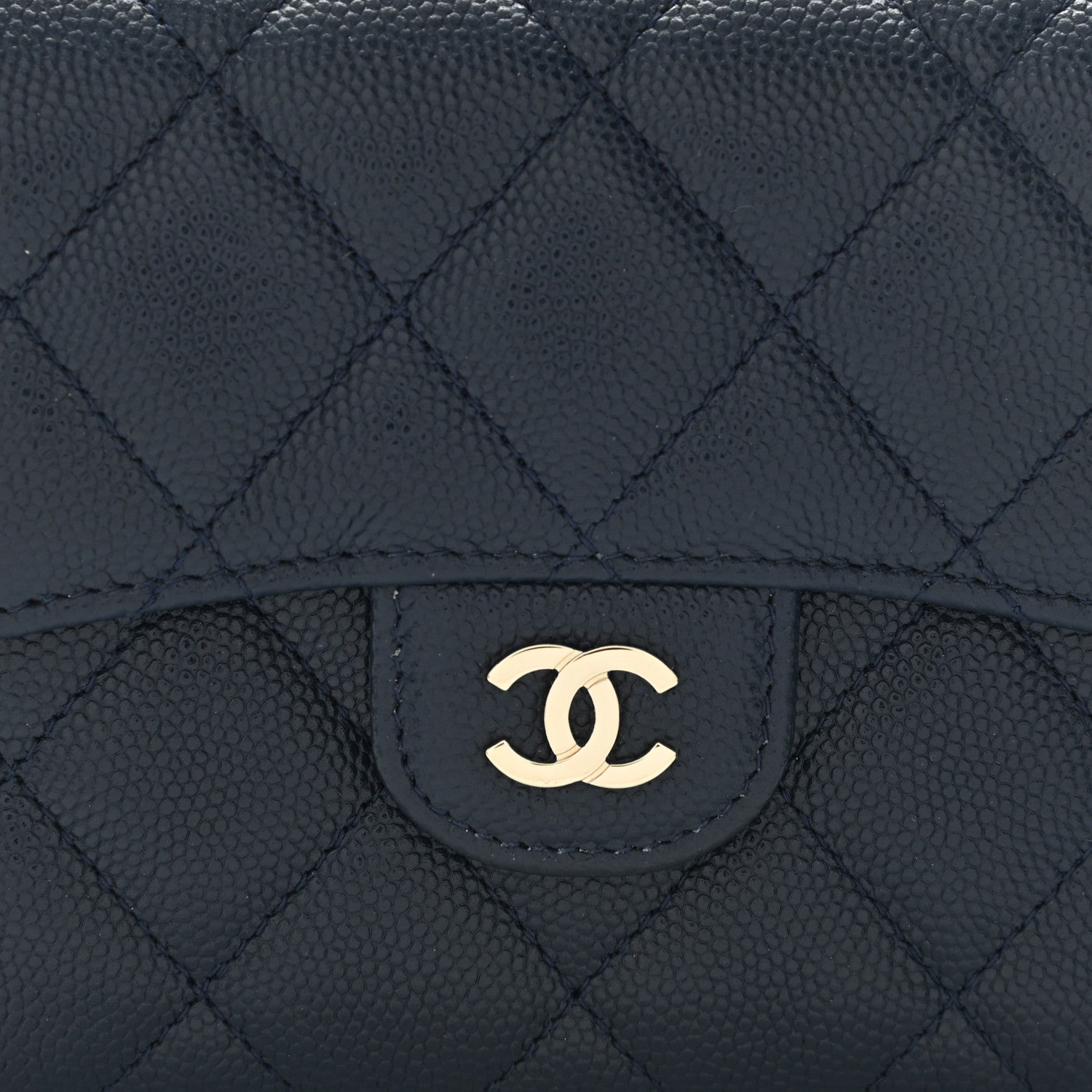 Chanel Caviar Quilted Compact Flap Wallet Navy 9 of 12