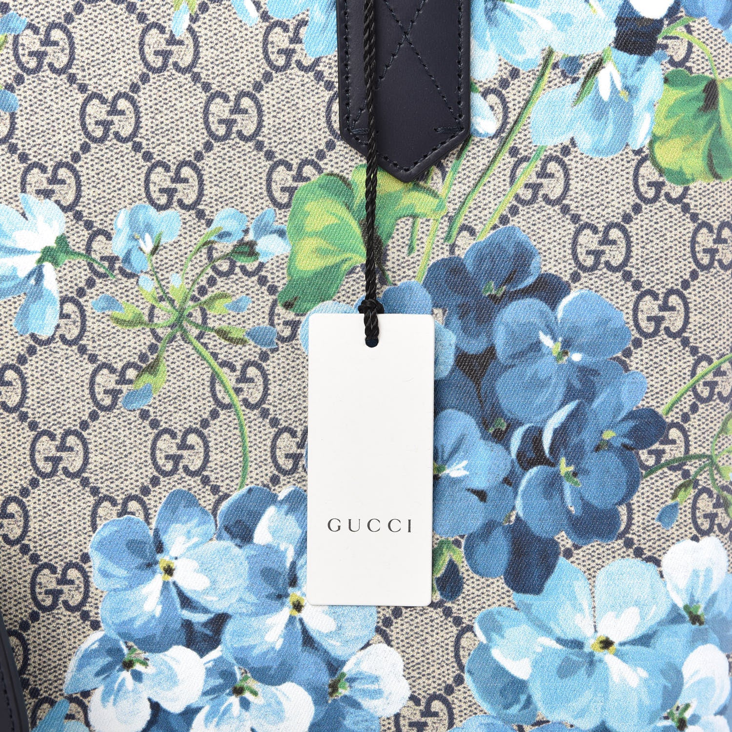 Gucci GG Supreme Monogram Blooms Small Reversible Tote Beige Blue Navy 12 of 12