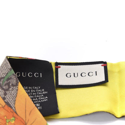 Gucci Silk Twill GG Monogram Special Flory Neck Bow Scarf Beige Yellow 2 of 2