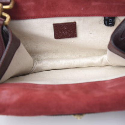 Gucci Suede Web Small Neo Vintage Double Flap Messenger Bag Romantic Cherry Chardonnay 4 of 9