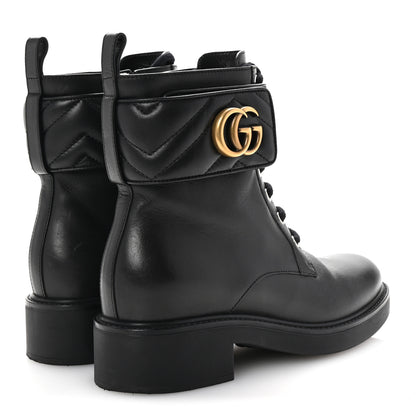 Gucci Flores Calfskin Nappa Matelasse GG 40mm Ankle Boots 37.5 Black 5 of 10