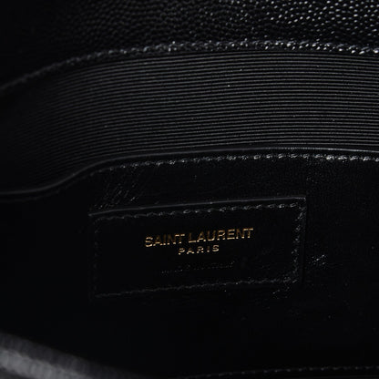 Saint Laurent Grain De Poudre Matelasse Chevron Medium Monogram Satchel Black 6 of 6