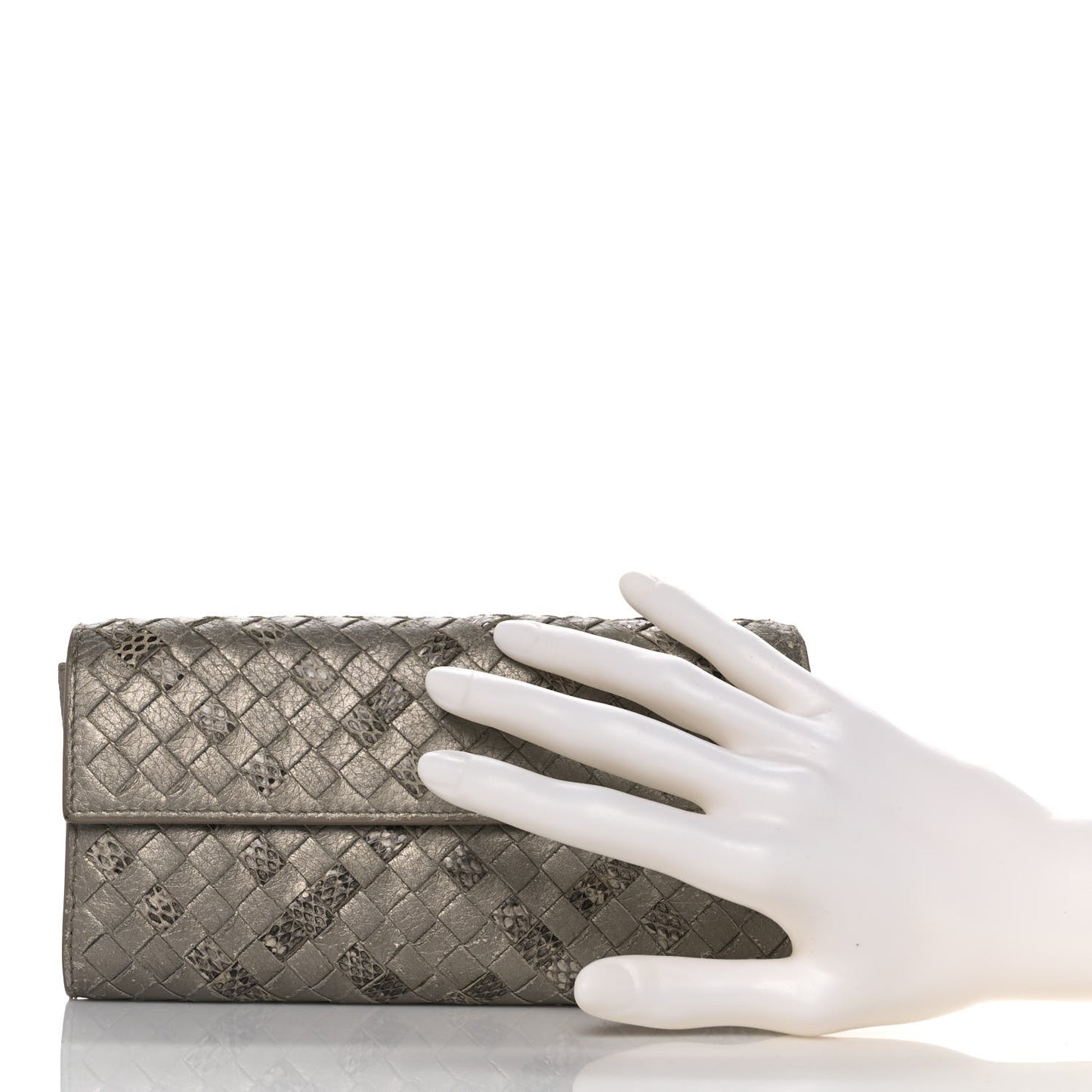 Metallic Nappa Intrecciato Ayers Continental Wallet Petale