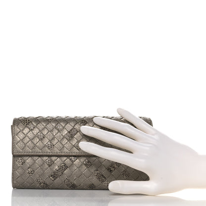 Bottega Veneta Metallic Nappa Intrecciato Ayers Continental Wallet Petale 2 of 9