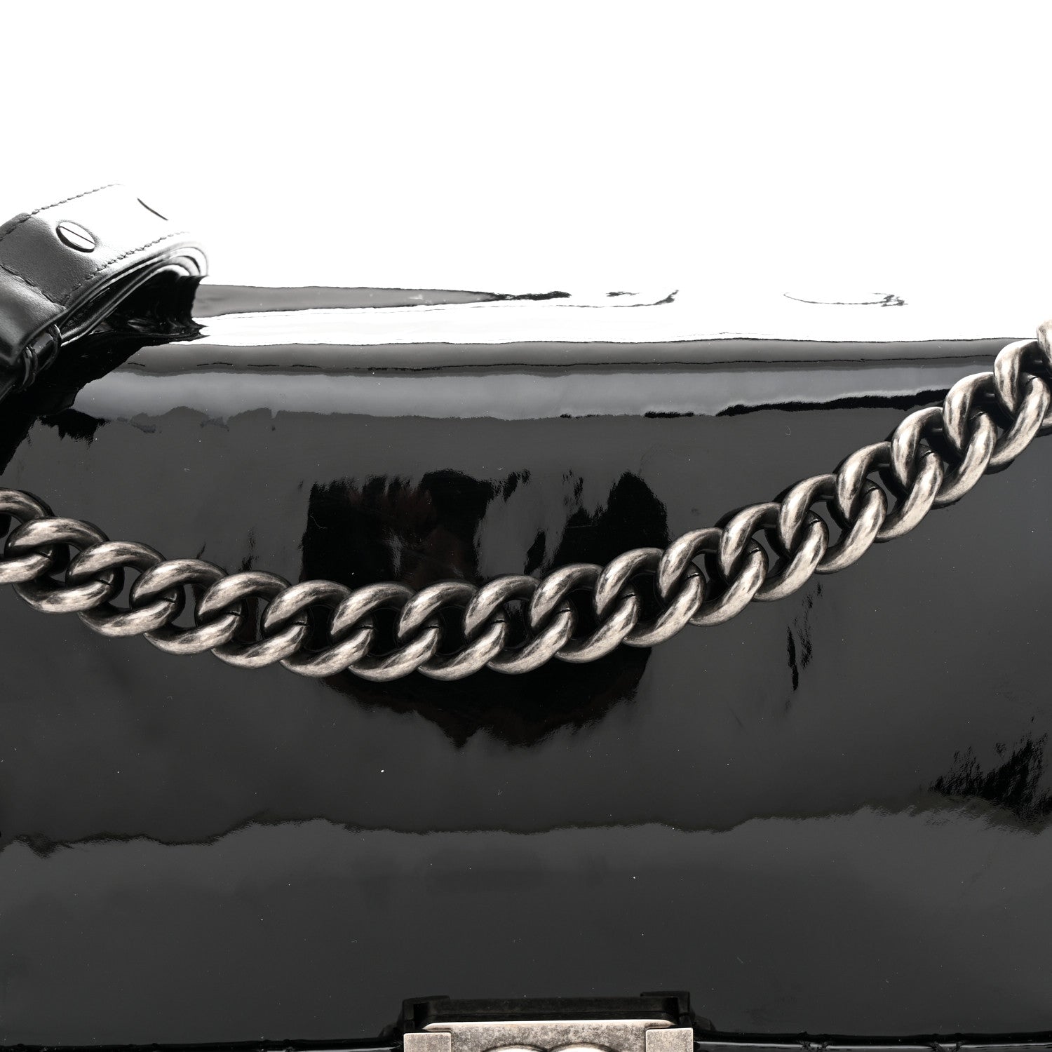 Chanel Patent Medium Boy Reverso Flap Black 9 of 11