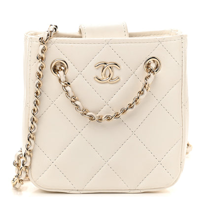 Chanel Lambskin Quilted Tiny Shopping Clutch With Chain White 1 of 9