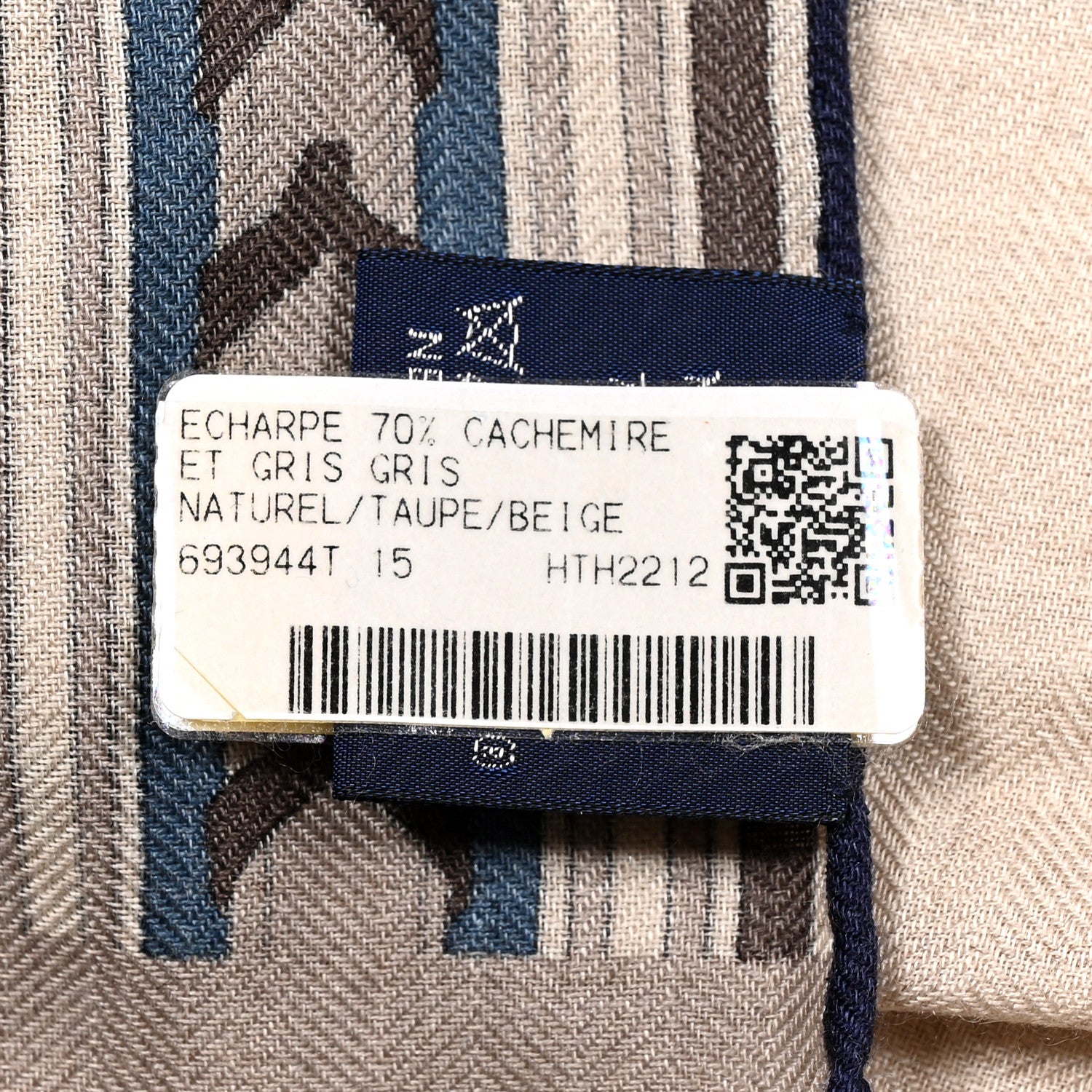 Hermes Cashmere Silk Et Gris Gris Rectangle Scarf Naturel Taupe Beige 3 of 4