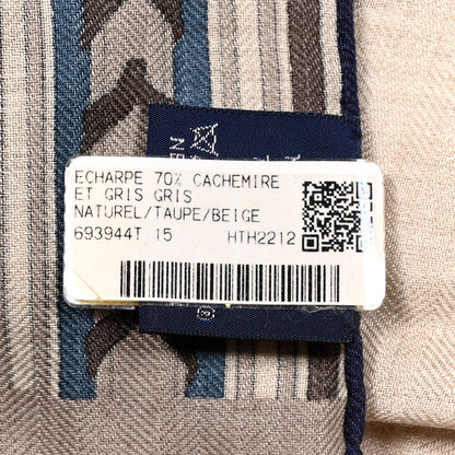 Hermes Cashmere Silk Et Gris Gris Rectangle Scarf Naturel Taupe Beige 3 of 4