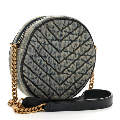 Saint Laurent Denim Quilted Monogram Round Crossbody Bag Rodeo Blue 3 of 10