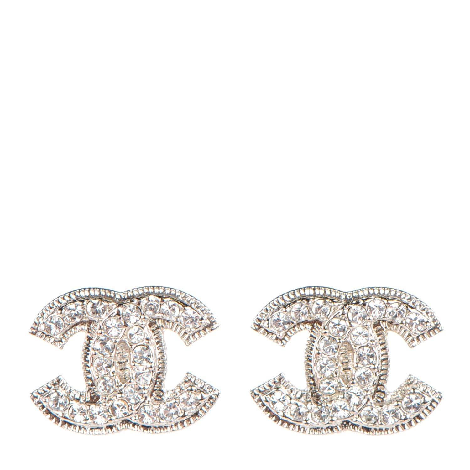 Chanel Crystal CC Earrings Silver 1 of 5