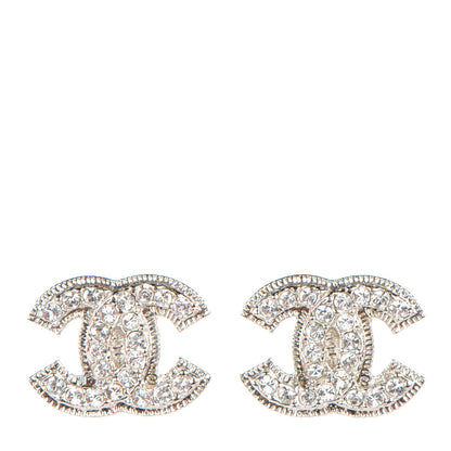 Chanel Crystal CC Earrings Silver 1 of 5