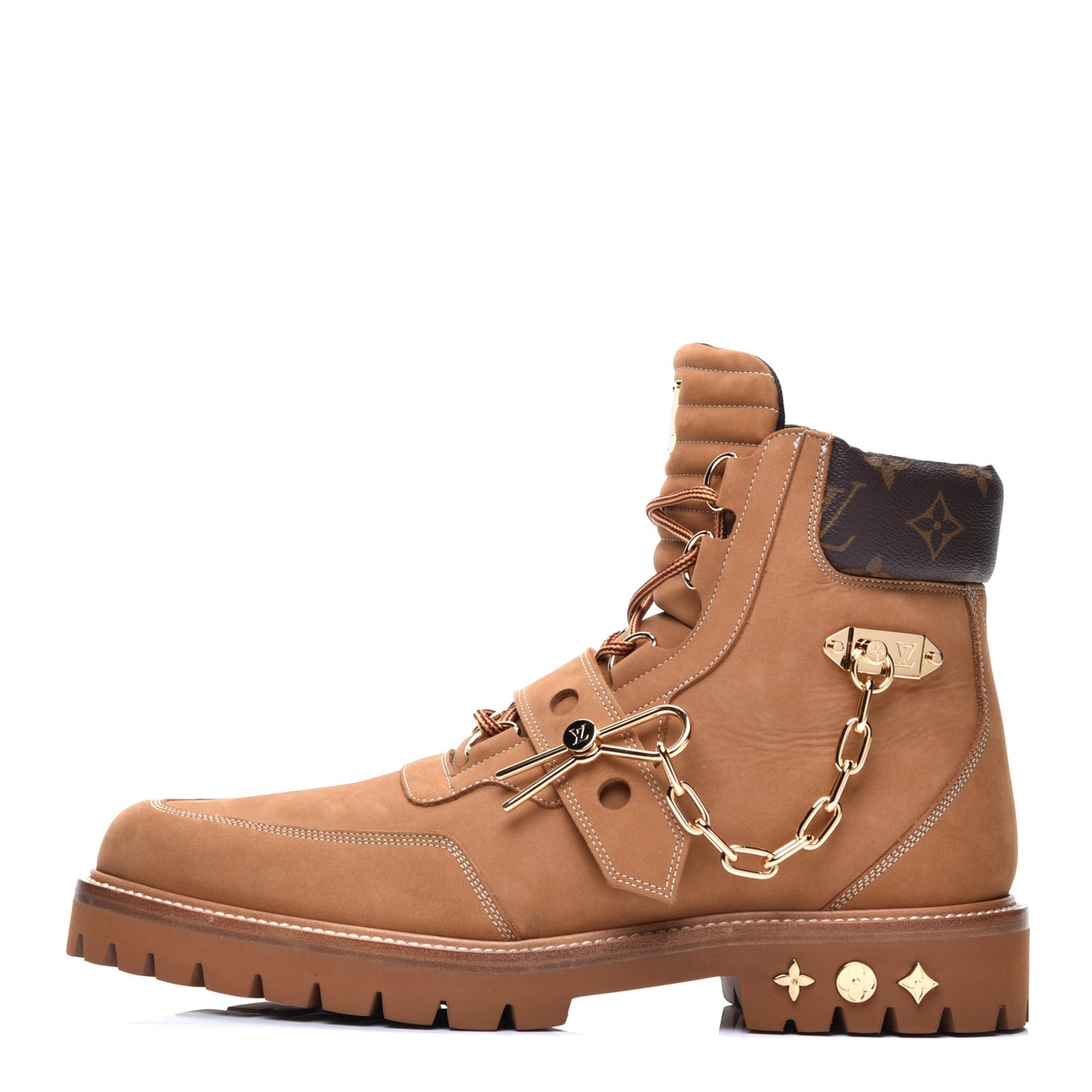 Suede Calfskin Monogram Mens Creeper Ankle Boots 9.5 Beige