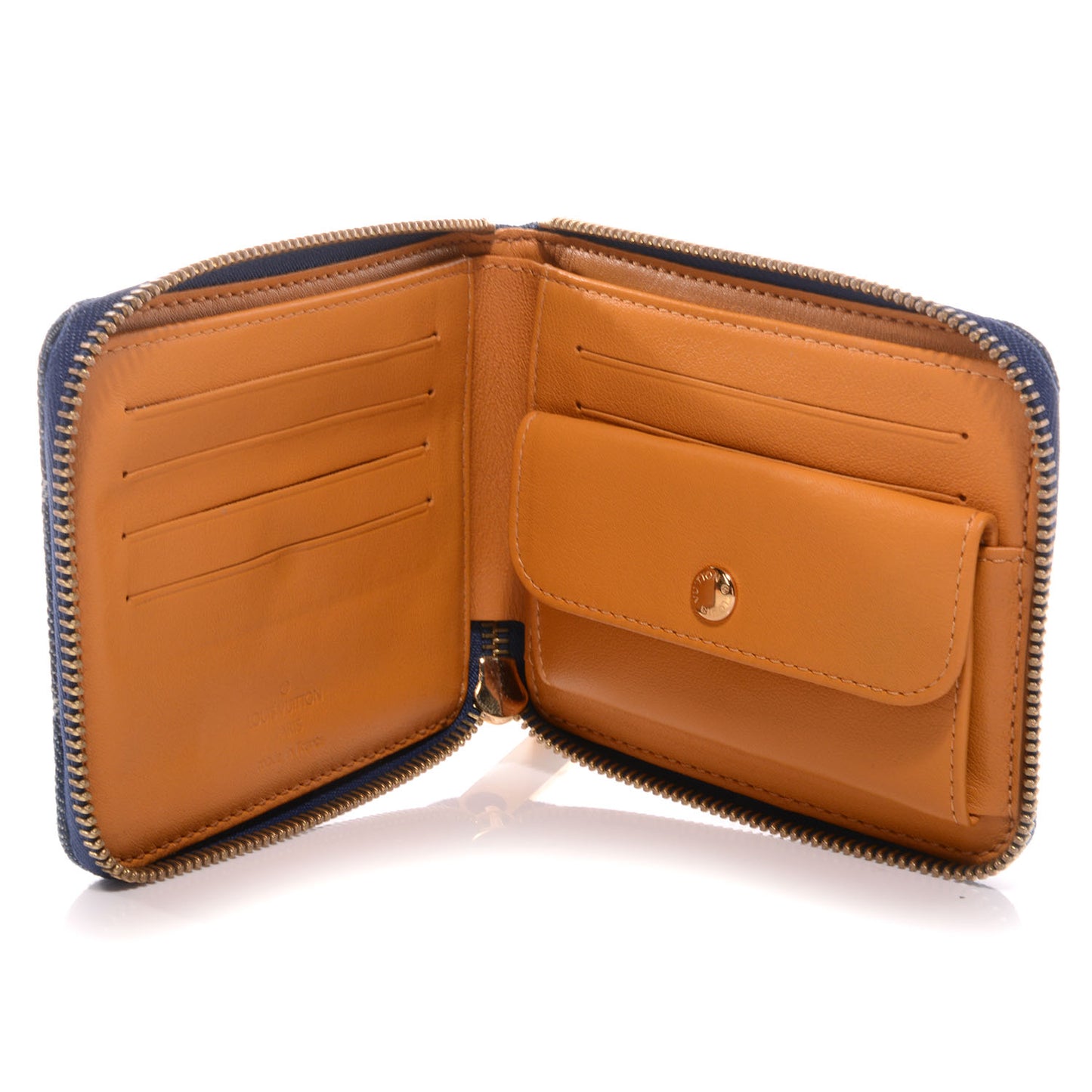 Denim Zip Compact Wallet Blue