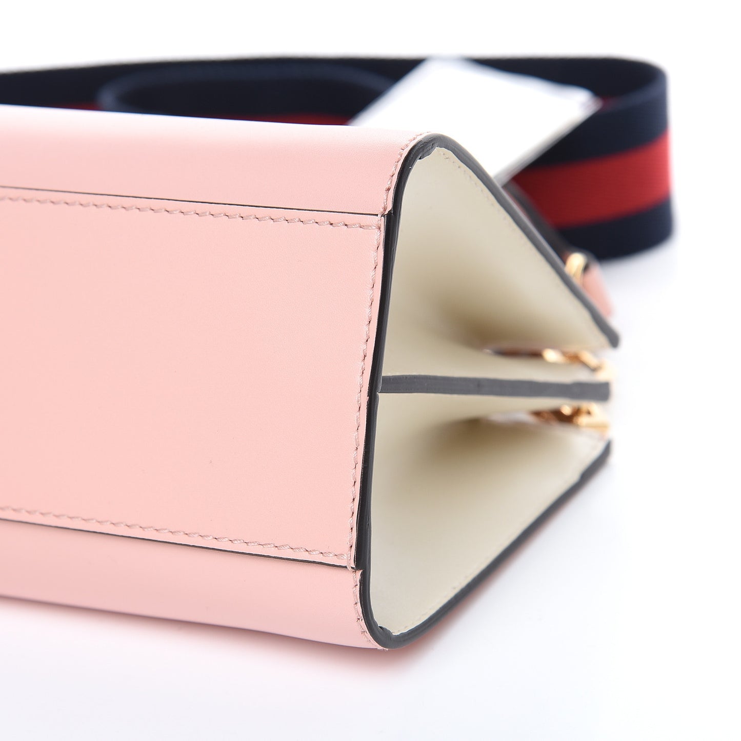 Nappa Bamboo Web Mini Nymphaea Top Handle Bag Perfect Pink Mystic White