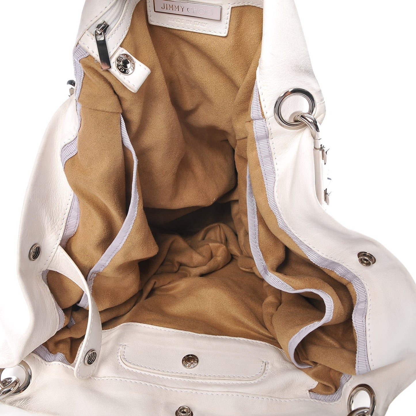 Calfskin Studded Lola Tote White