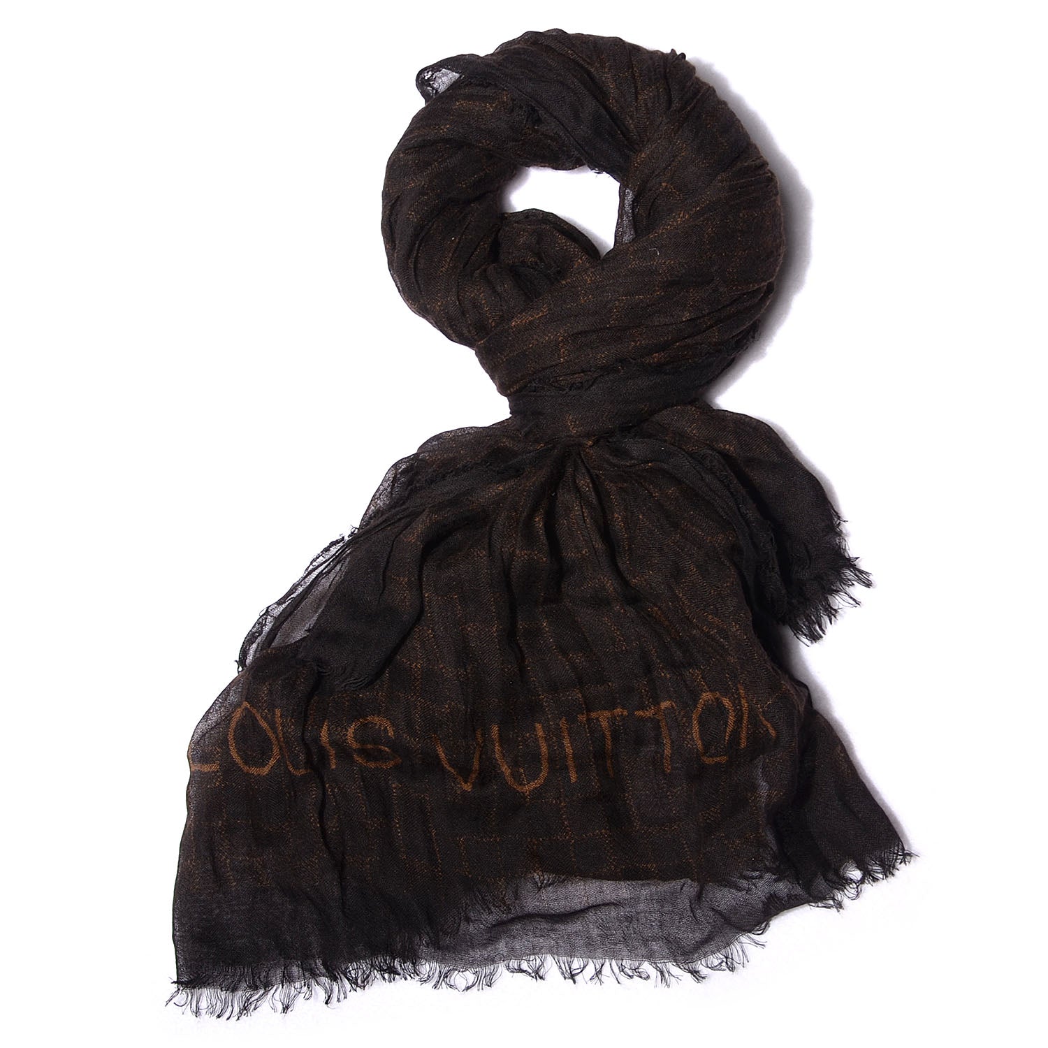 Louis Vuitton Cashmere Silk Etole Stole Damier Ebene 1 of 7