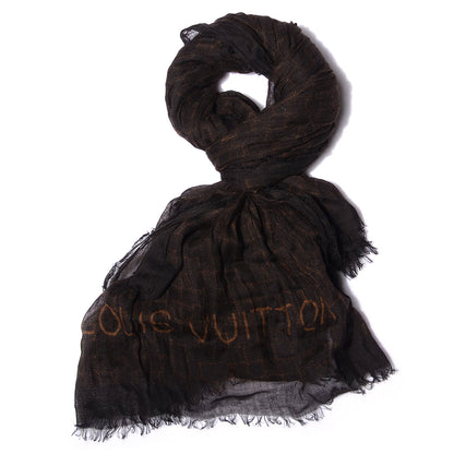 Louis Vuitton Cashmere Silk Etole Stole Damier Ebene 1 of 7