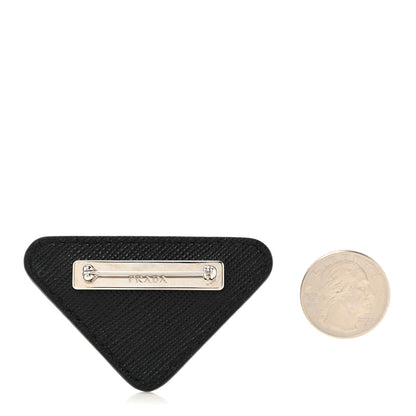 Prada Saffiano Enamel Logo Triangle Pin Black 2 of 4