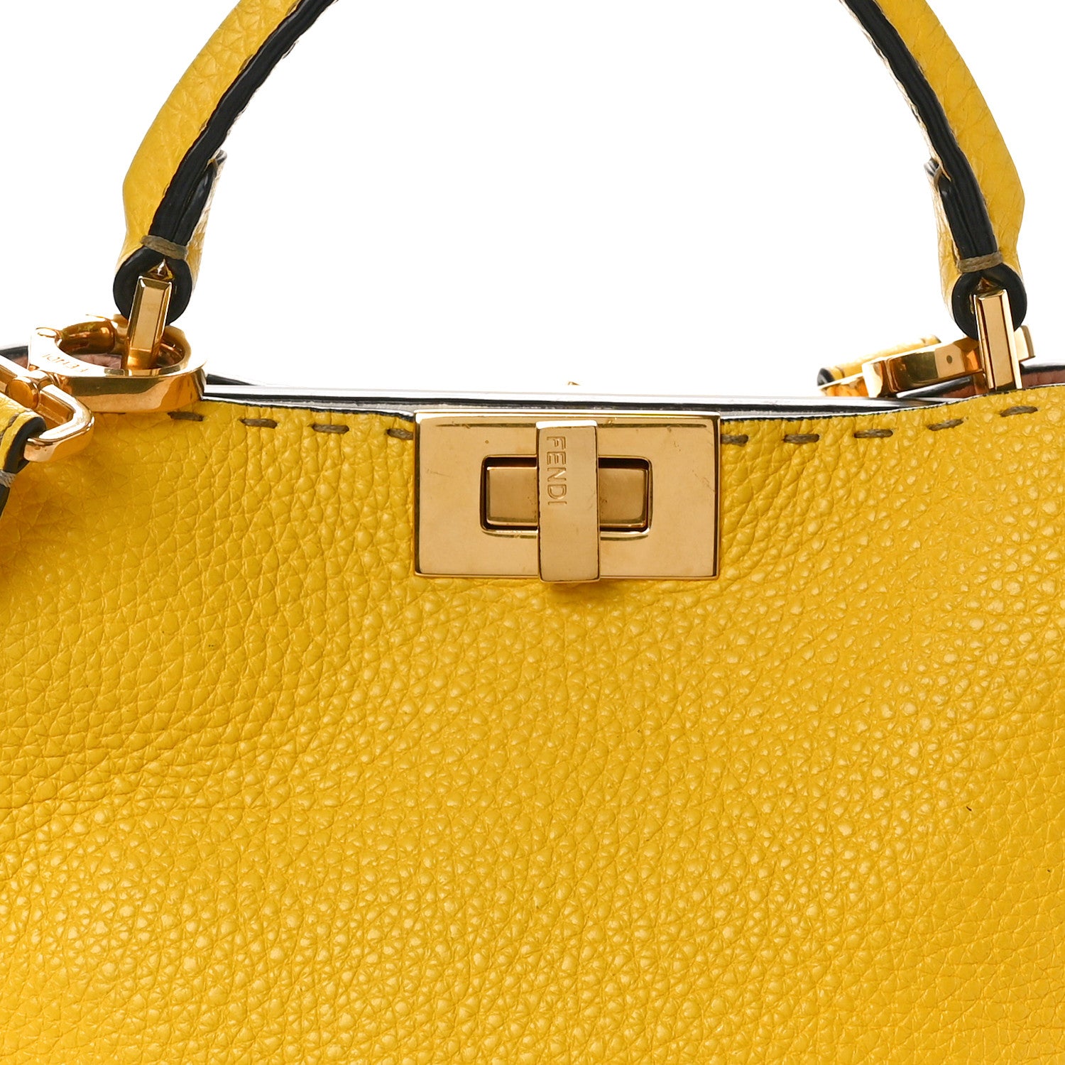 Fendi Cuoio Romano Selleria Chamois Medium Peekaboo Iconic Essentially Satchel Limone Cipria White 8 of 14