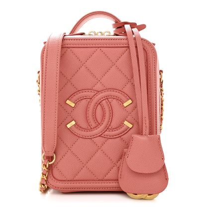 Chanel Caviar Quilted CC North South Filigree Vanity Case Pink 1 of 14